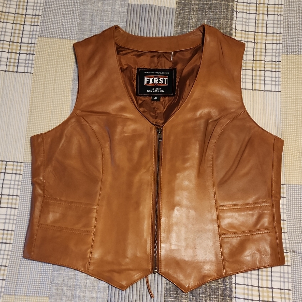 Women's Brown Leather Vest